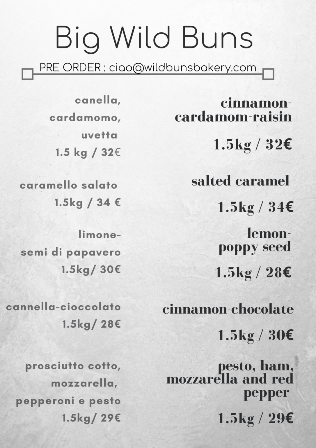 1.5 kg big buns WILD BUNS bakery